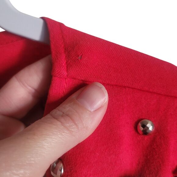 Sas'sa Western Fringe Top Womens Size Medium Red Beaded Concho's Cowgirl Vintage - Picture 5 of 9